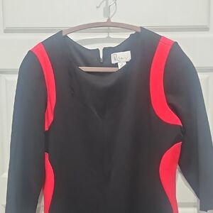 Black and Red Long Sleeve Dress